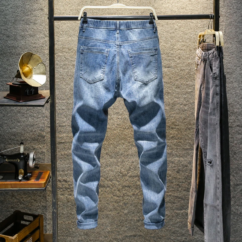 Джинсы kstun Мужские штаны светло-голубые эластичная резинка на талии зауженные