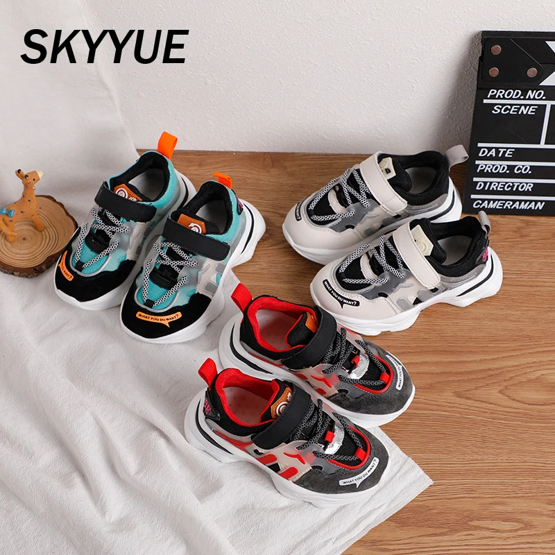 Spring Kids Sport Sneakers Children Chunky Baby Girls Green Genuine Leather Shoes Boys Brand Casual Trainers | Детская одежда и