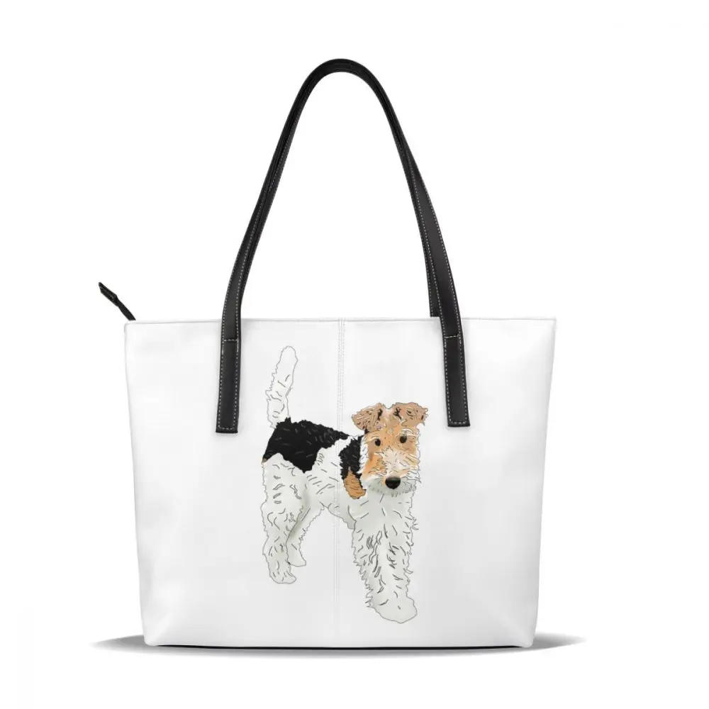 Wire Fox Terrier сумка Wire Fox Terrier сумки с верхней ручкой Большая вместительная Высококачественная кожаная сумка-тоут женские сумки - Цвет: Wire Hair Fox T