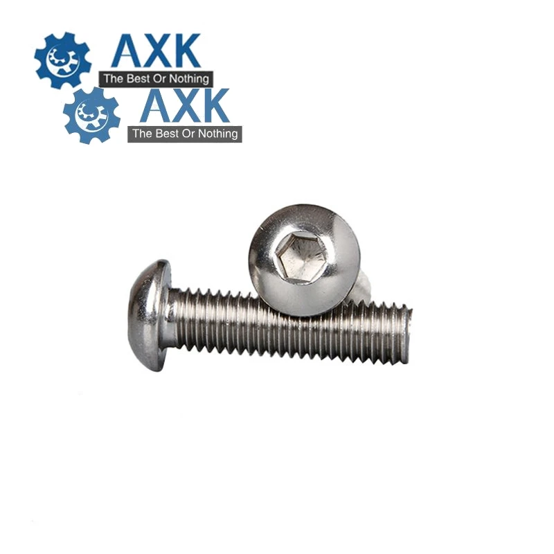 Винты AXK HW016 50 шт. M2 M2.5 M3 M4 ISO7380 GB70.2 304 из нержавеющей стали A2 с круглой головкой и