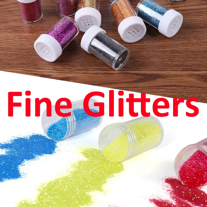 

12 Bottles/Set Fine Glitters Sequins Glitter Duster Spray Bottle Brush Spoon for DIY Scrapbooking Embellishing Craft
