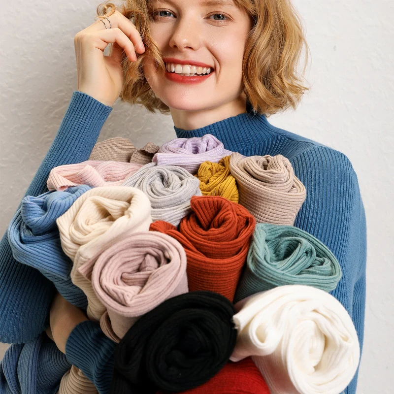 Женский Однотонный свитер с высоким воротником белый черный красный мягкий