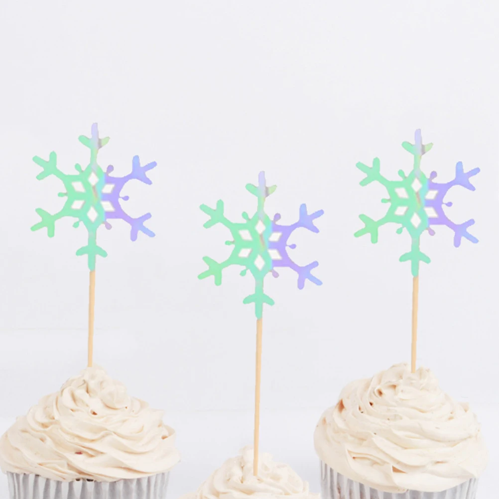 30pcs Lovely Snowflake Cake Topper Glittering Picks Cupcake Toppers Decor Party Supplies For Wedding Birthday Baby Shower | Дом и сад