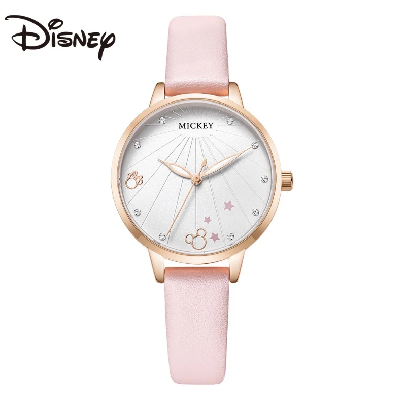 

Disney Mickey Watch Women's Waterproof Fashion Trend Quartz Watch Middle School Student Belt Rhinestone Children's Watch