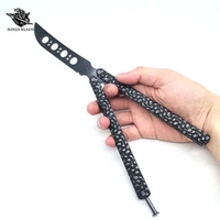 skull head best training balisong butterfly knife practice dull trainer stone wash processed long handle blunt blade good price