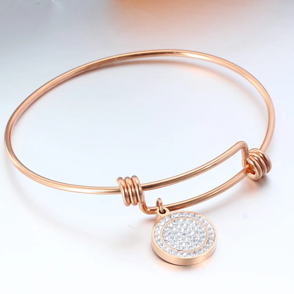 

Stainless Steel Heart Charm Bracelets & Bangles Women Jewelry Expandable Adjustable Wire Bangle Wholesale