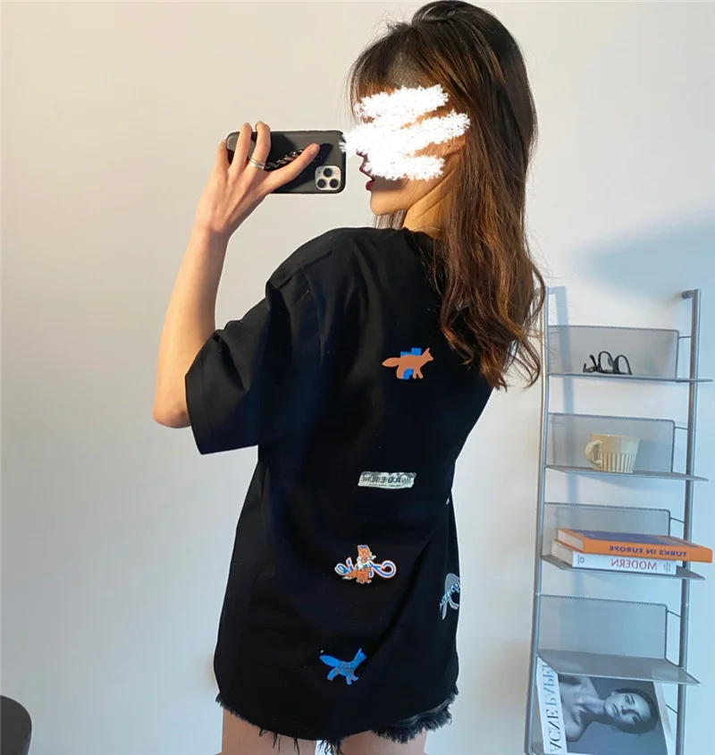 

Ader Error Maison KITSUNE T shirt Men Women 1:1 Best Quality Embroidered Logo Fox Printing Adererror Top Tees Hip-hop T-Shirt