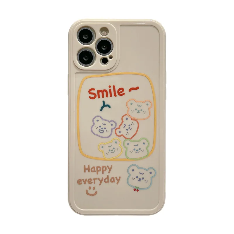 

Photo frame painted bear silicone phone case for iPhone11 12Pro Max mini X XR XS XSMax 8 7PluS anti-drop protective back cover