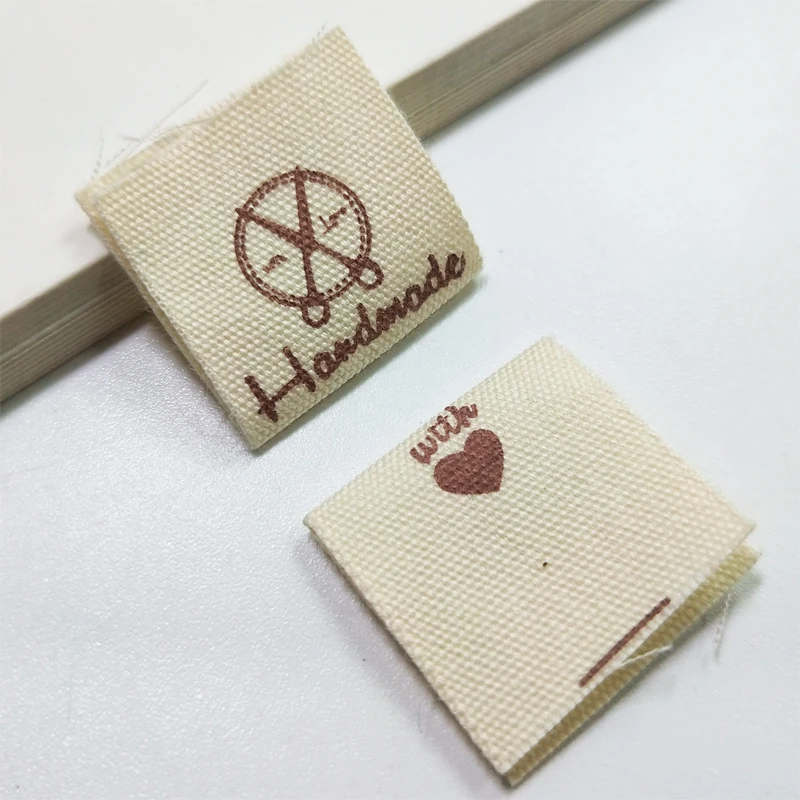 SealButterflyClockYarnBallSewingMachineNaturalStyleHandmadePrintedCottonSewingLabelsCottonFabricPrintingSewingLabelsForClothing|Этикетки