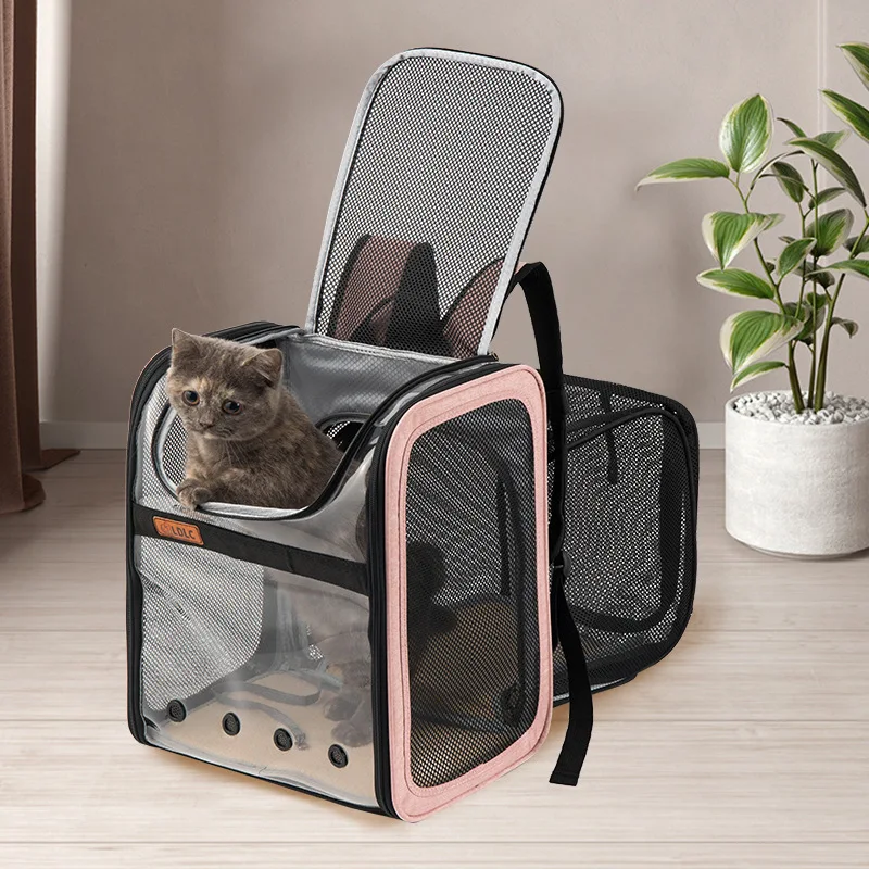 

Cat Carrying Backpacks Expandable Pet Transparent Space Bags Small Dogs Outdoor Travel Shoulder Bag Breathable Foldable Cats Bag