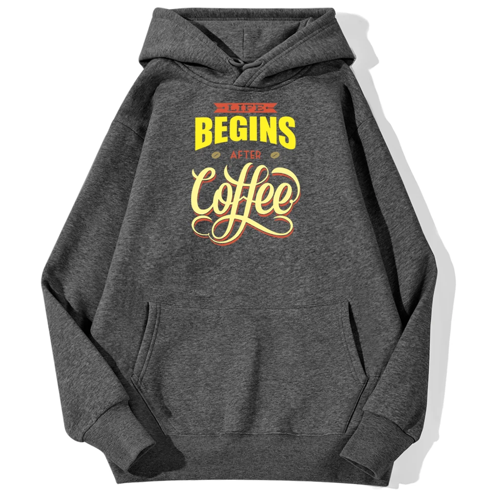 Пуловер с принтом Жизнь начинается после кофе мужские осенние повседневные