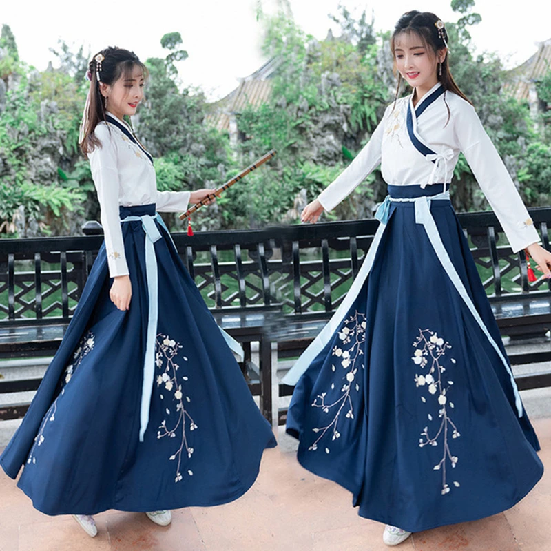 Китайский стиль Hanfu Женский костюм сливы платье феи юбка свежая и элегантная Huaqing