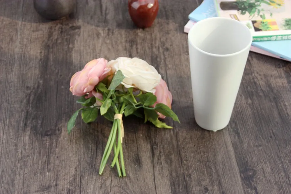 

Artificial Rose Pink Silk Bouquet Peony Artificial Flowers 5 Flower Heads Bride Wedding Home Garden Decoration Fake Flowers#35