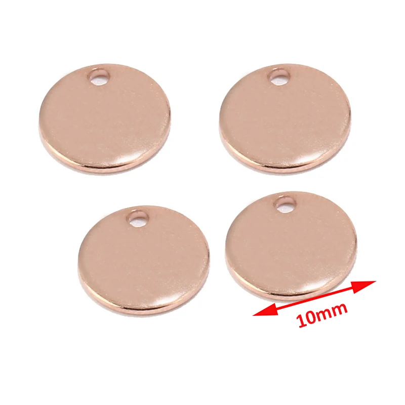 10mm rose gold 20 шт круглые золотые/розовое золото нержавеющая сталь штамповка незаполненные бирки на ошейник для собак подвески 6 мм/8 мм/10 мм DIY браслет Шарм Ювелирные изделия Поиск - Окраска металла: 10mm rose gold