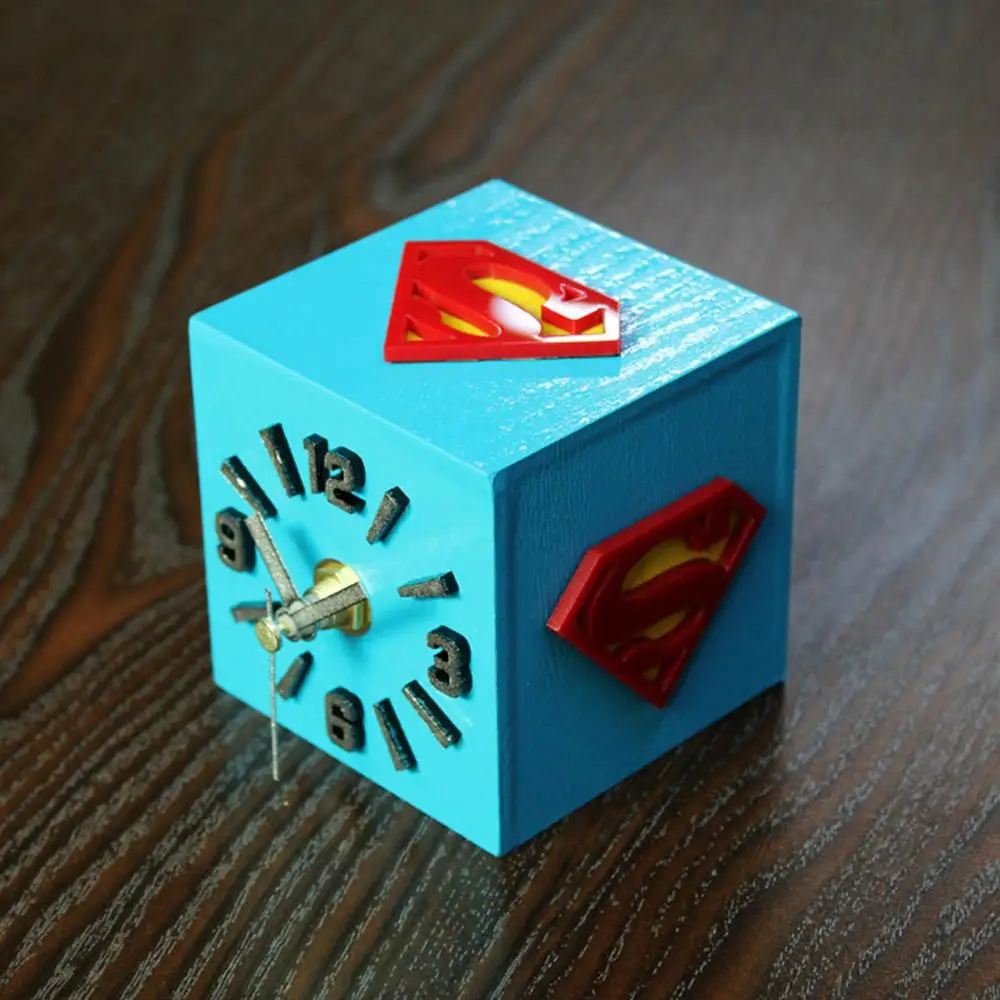 Супермен супергерой знак деревянные часы Аниме немой Рабочий стол прикроватные