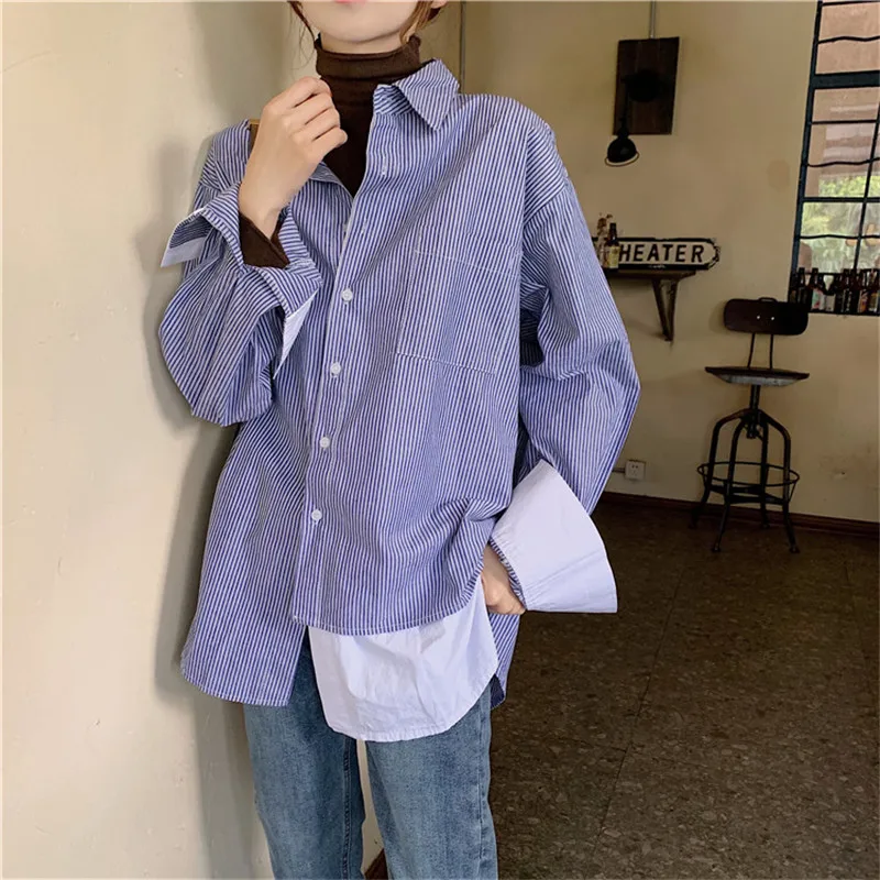 HziriP винтажная деловая офисная одежда Рубашка в полоску для женщин 2021 Новинка