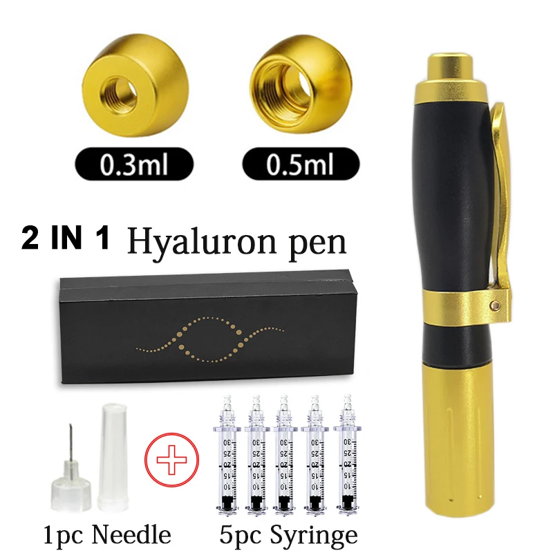 Hyaluron pen kit 2in1 Meso Injection Gun Hyaluron Pen 0.3ml&0.5ml Head Gold Hyaluronique Acid Pen Lip Filler Jnjector Noninvasive Nebulizer New - Номер модели: Hyaluron pen kit