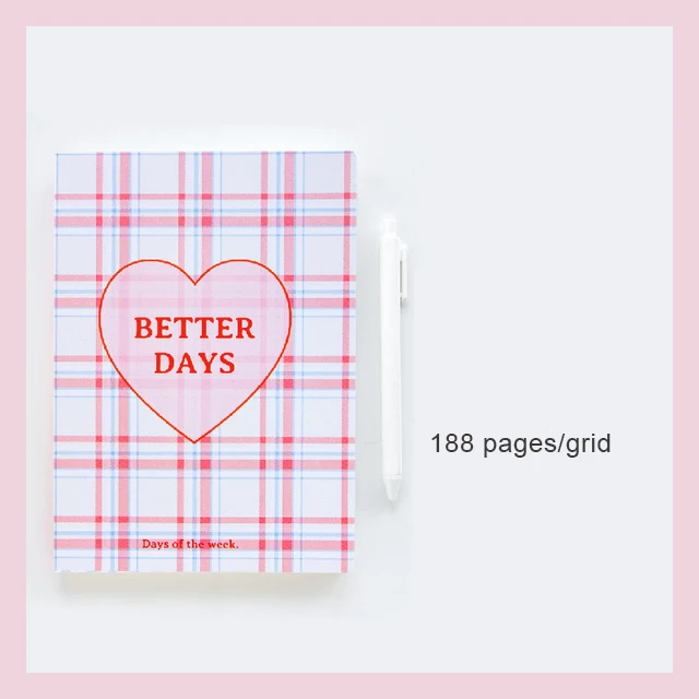 

188 Page Fresh Cover Diary Notebook Planner Blank Grid Horizontal Line Inner Page Notepad Daily Plan Yearly Agenda Stationery
