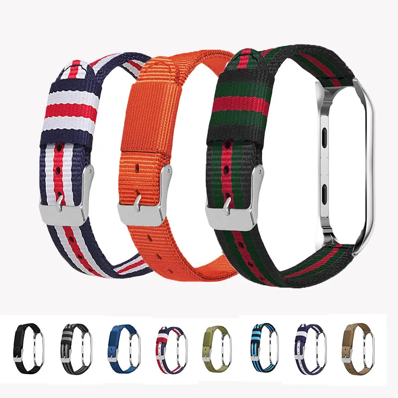 Нейлоновый ремешок для часов Mi Band Xiaomi 3/4 спортивный цветной парусиновый
