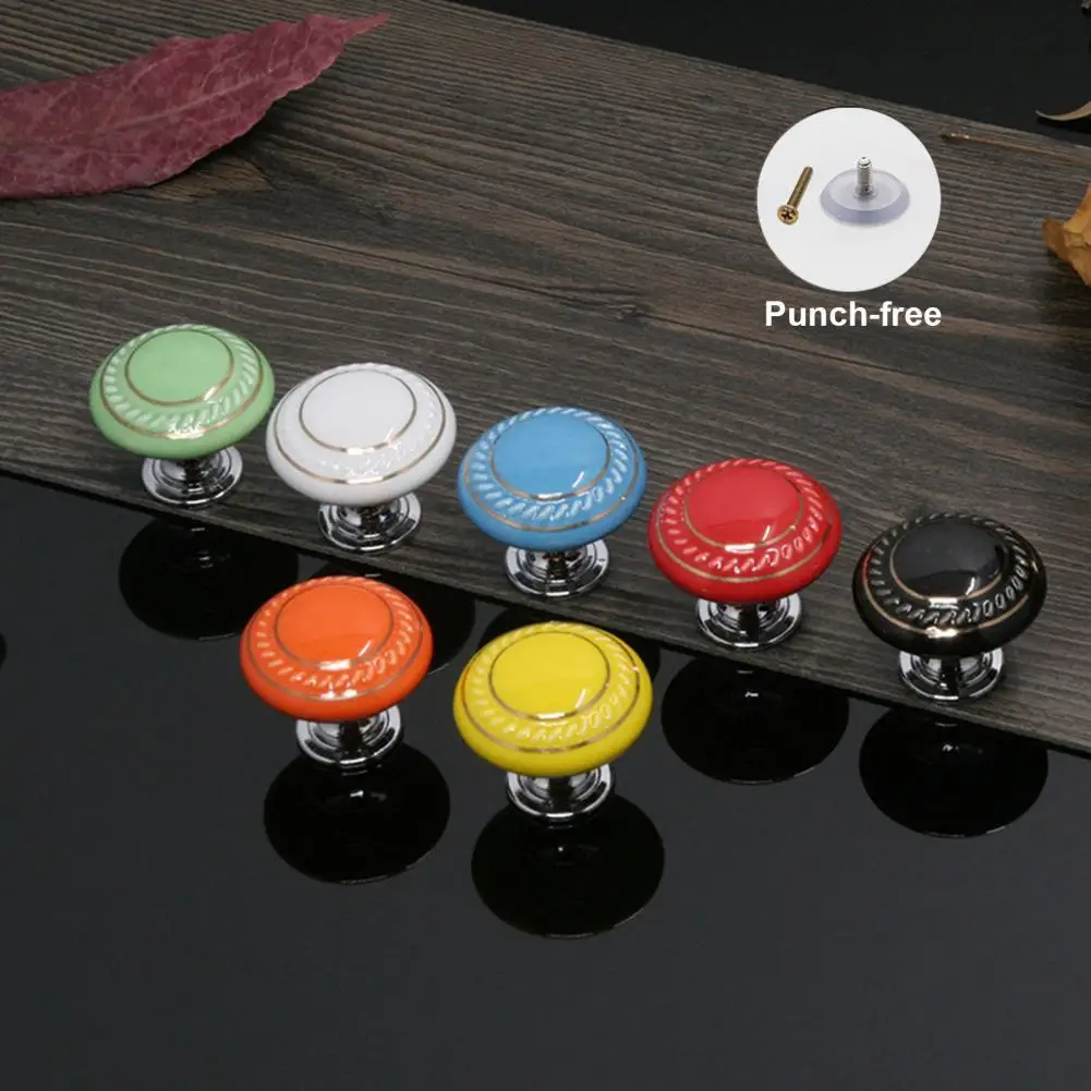 

35mm Sturdy Cabinet Pulls Double Coil Wide Applications Durable Anti-fall Off Ceramic Cabinet Knobs for Wardrobe