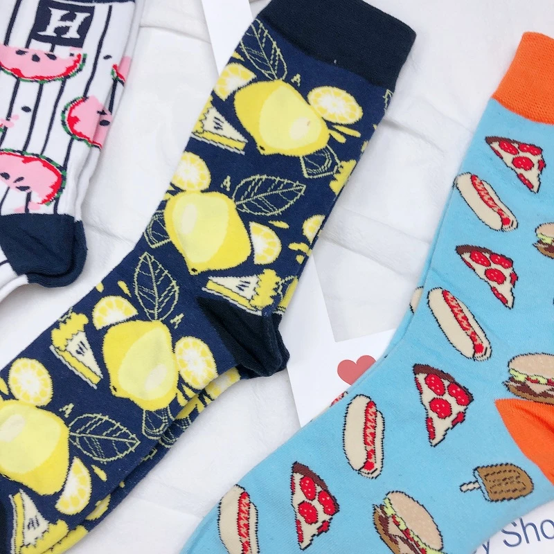 Women Korean Style Cartoon Food Socks Sushi Avocado Patterned Cotton Harajuku Unisex Skateboard Happy Casual Sox | Женская одежда