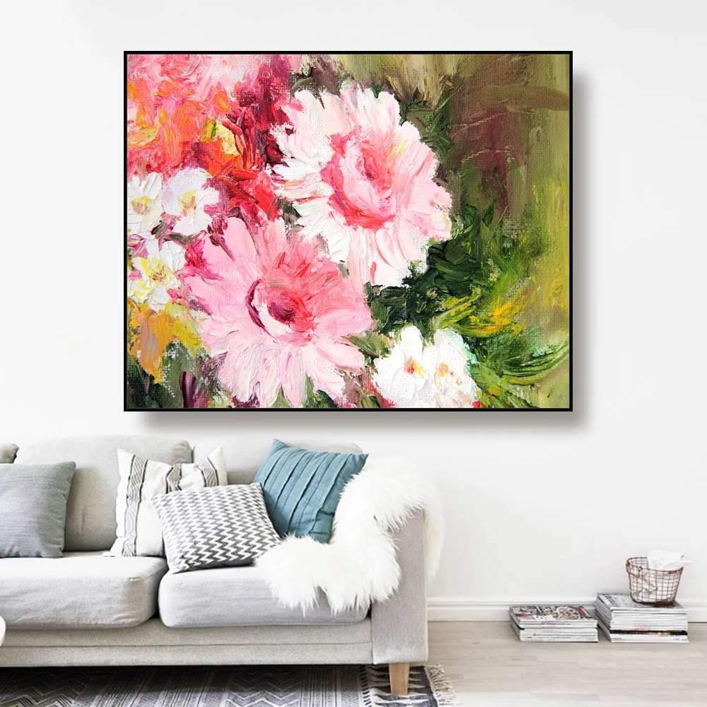 

Wall Art Canvas Painting Flowers Nordic Posters and Prints Watercolor Chrysanthemum Wall Picture for Living Room Home Decor