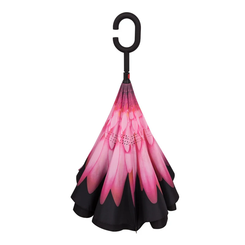 Модный обратный Зонт с-образной ручкой мисс двуслойный перевернутый Защита от