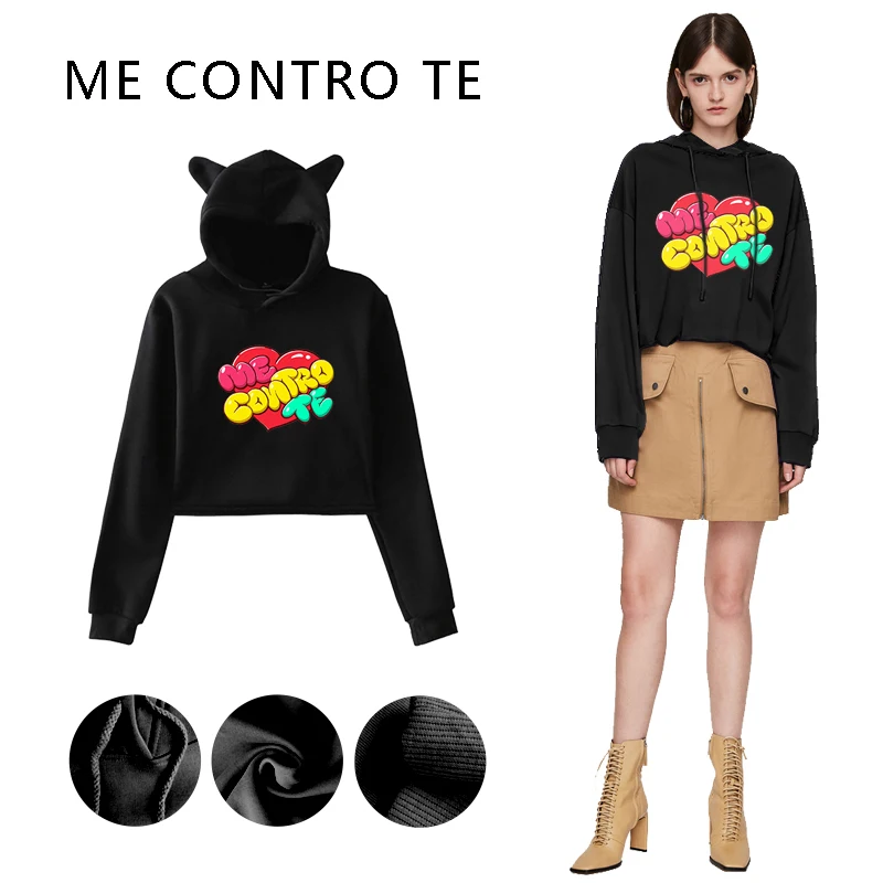 

Ladies Hoodies Me Contro Te Pattern Sweatshirt Autumn Winter Female Hoodie Girl Short Sweatshirts Funny Kawaii Korean Hooded