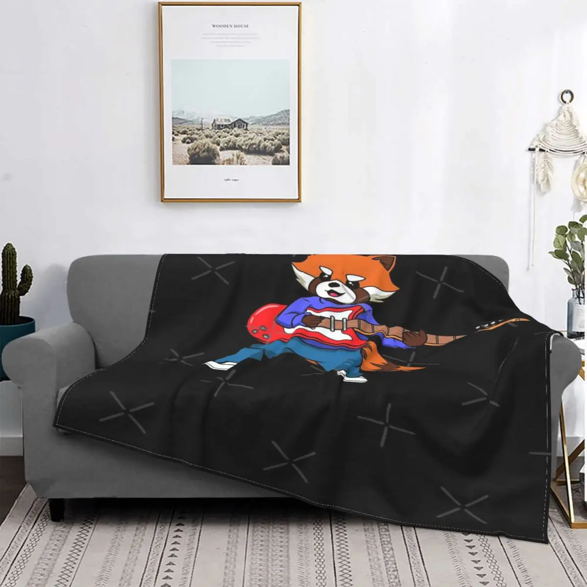 

Manta eléctrica de Panda Rojo cómic, colcha para cama, sofá a cuadros, manta doble para cama