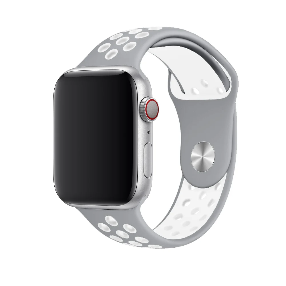 Спортивный ремешок для apple watch band 4 5 42 мм/38 мм iwatch band 44 мм/40 мм ремешок силиконовый браслет дышащий ремешок для часов серии 5 4 3 2 - Цвет ремешка: silver white 3