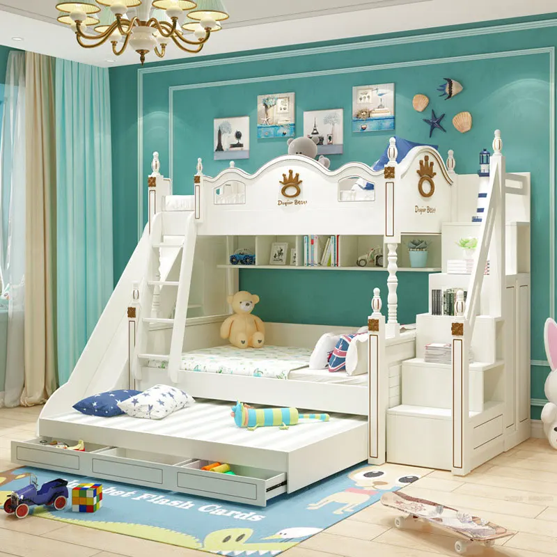 Детская мебель для спальни популярная детская кровать со скользящей и лестницей