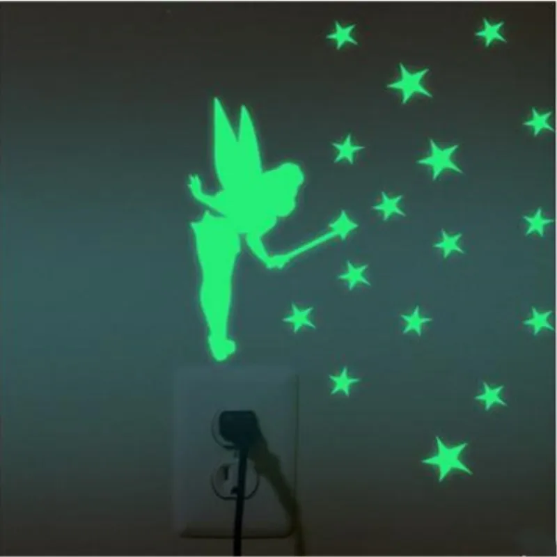 Cartoon Fairy Cat Bear Luminous Switch Sticker Wall for Kids Boys Girls Bedroom Bathrooms Decoration Light In The Dark | Дом и сад
