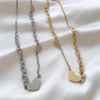 origin summer vintage titanium steel love heart pendant necklace for women fashion asymmetric chain necklace jewelry accessories