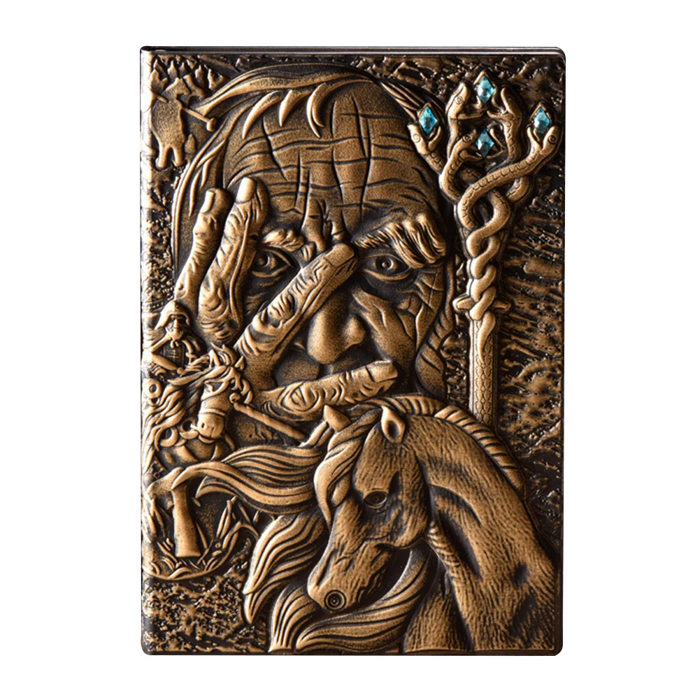 Green Bronze A5 жесткий чехол из искусственной кожи, офисный блокнот, Подарочный дневник, винтажные толстые страницы, 3D тиснение, бизнес с ленточным маркером - Цвет: Green Bronze