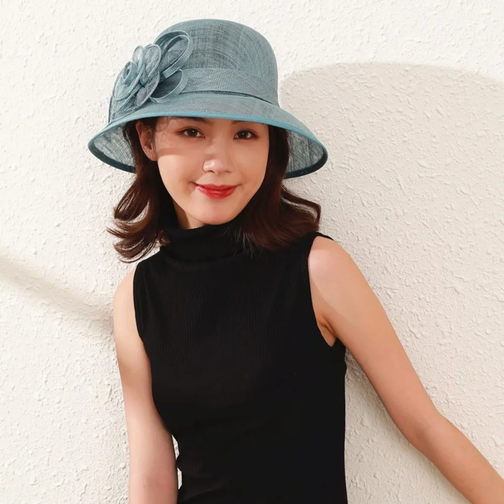 

Elegant 100% Philippine Sinamay Hat Wedding Fascinator Lady Church Headwear Kentucky Derby Hat Tea Party Fedora Cocktail Top Hat