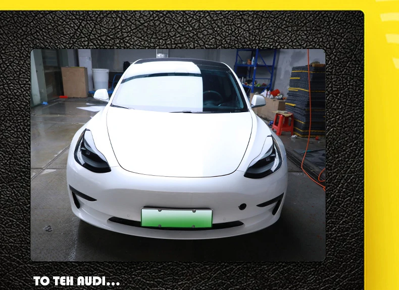 

Lsrtw2017 TPU Transparent Black Car Headlight Protective Film Sticker for Tesla Model 3 2016 2017 2018 2019 2020