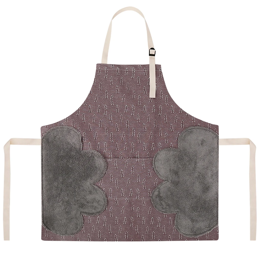 

Hand-Wiping Apron Waterproof Oil-Proof Kitchen Apron For Woman Adjustable Household Cooking Bib With Pocket Clean Accessory Tool