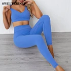 Женский бесшовный комплект для йоги, одежда для фитнеса, леггинсы с высокой талией для тренажерного зала и спортивный бюстгальтер пуш-ап с подкладкой, спортивная одежда для бега, спортивный костюм