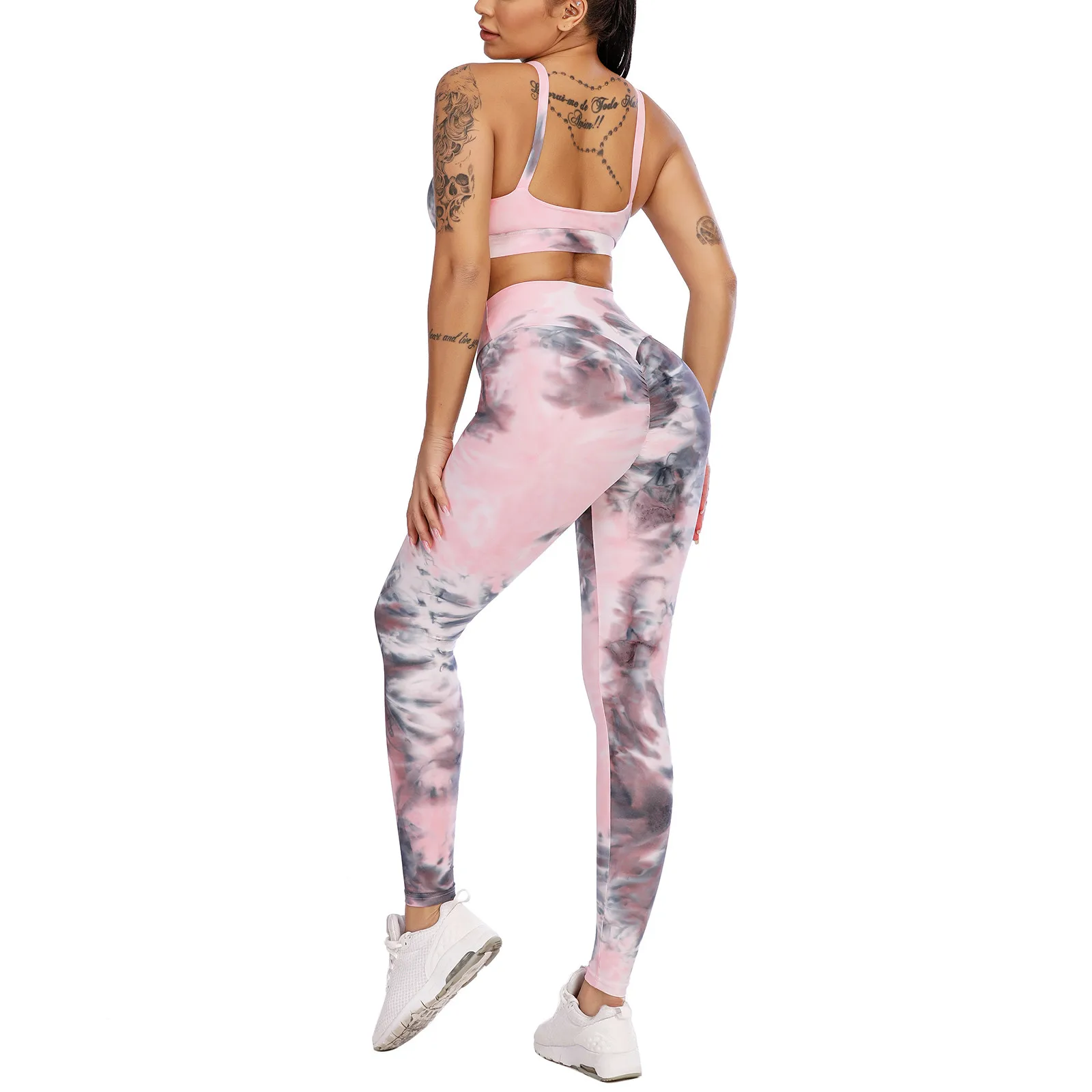 

Women Patchwork Print High Waist Stretch Strethcy Fitness Leggings Yoga Pant Set