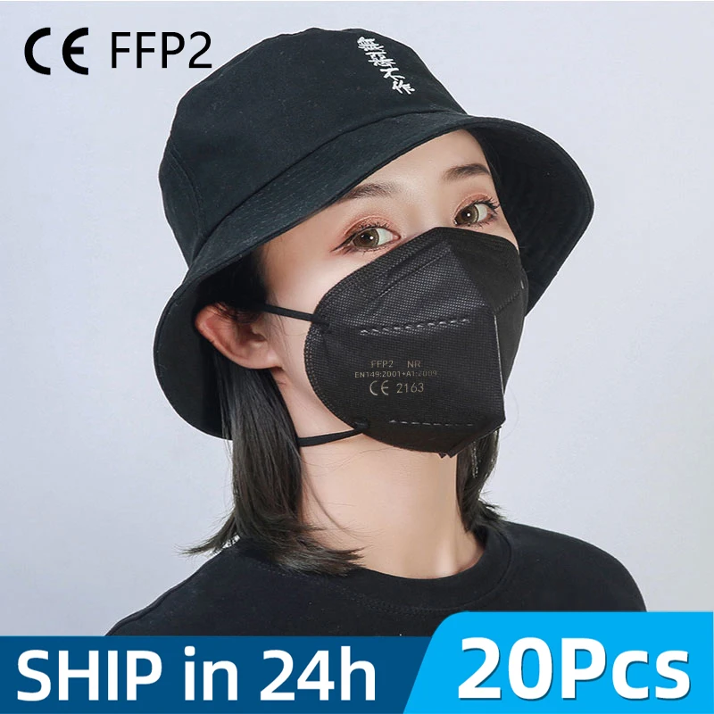 Быстрая доставка 5 слоев FFP2 черная маска Безопасность респиратор FFP2Mask CE KN95 FPP2