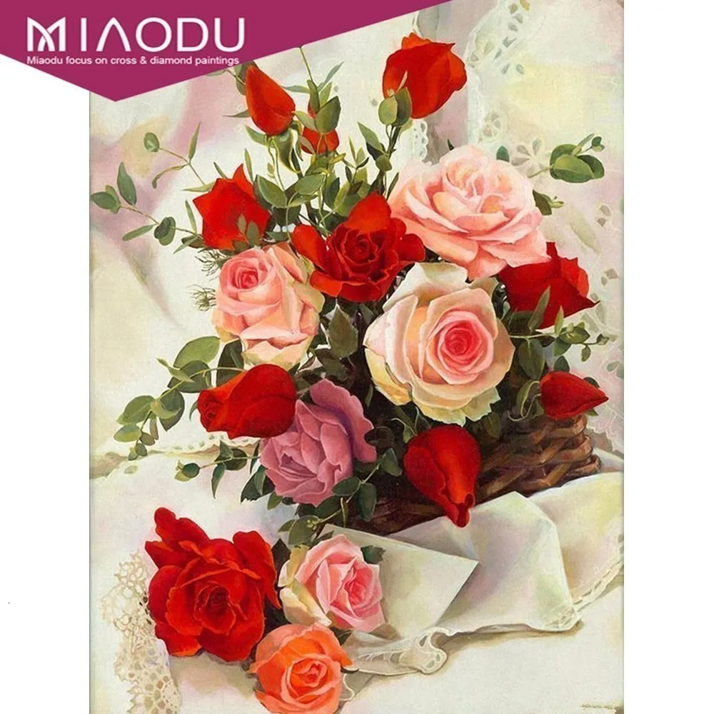 Miaodu полный квадрат Новое поступление дрель мозаика Алмазная Вышивка Роза 5D DIY алмазная живопись цветы украшение сада