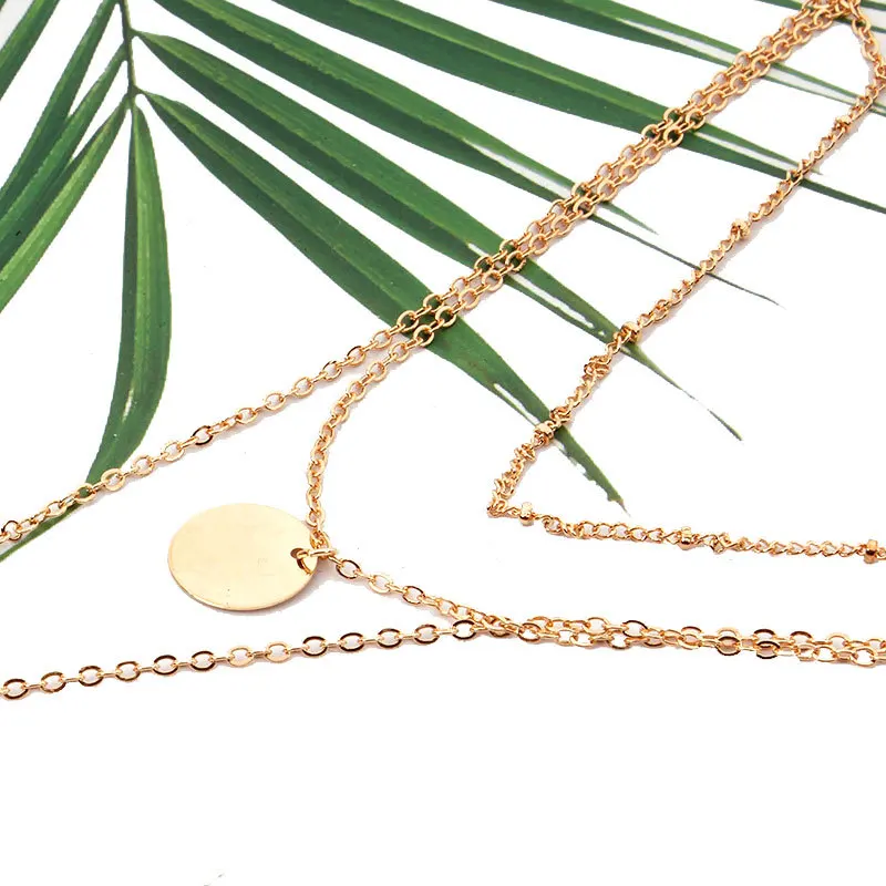 Fashion Sequins Multi-layer Choker Chain Necklace Charms Women Tassel Gold Silver Pendant Statement Necklaces Jewelry | Украшения и