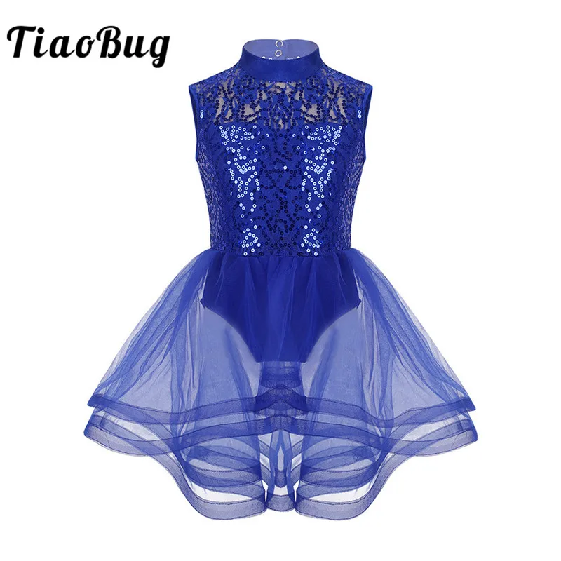 Блестящее Сетчатое балетное платье-пачка TiaoBug для катания на коньках