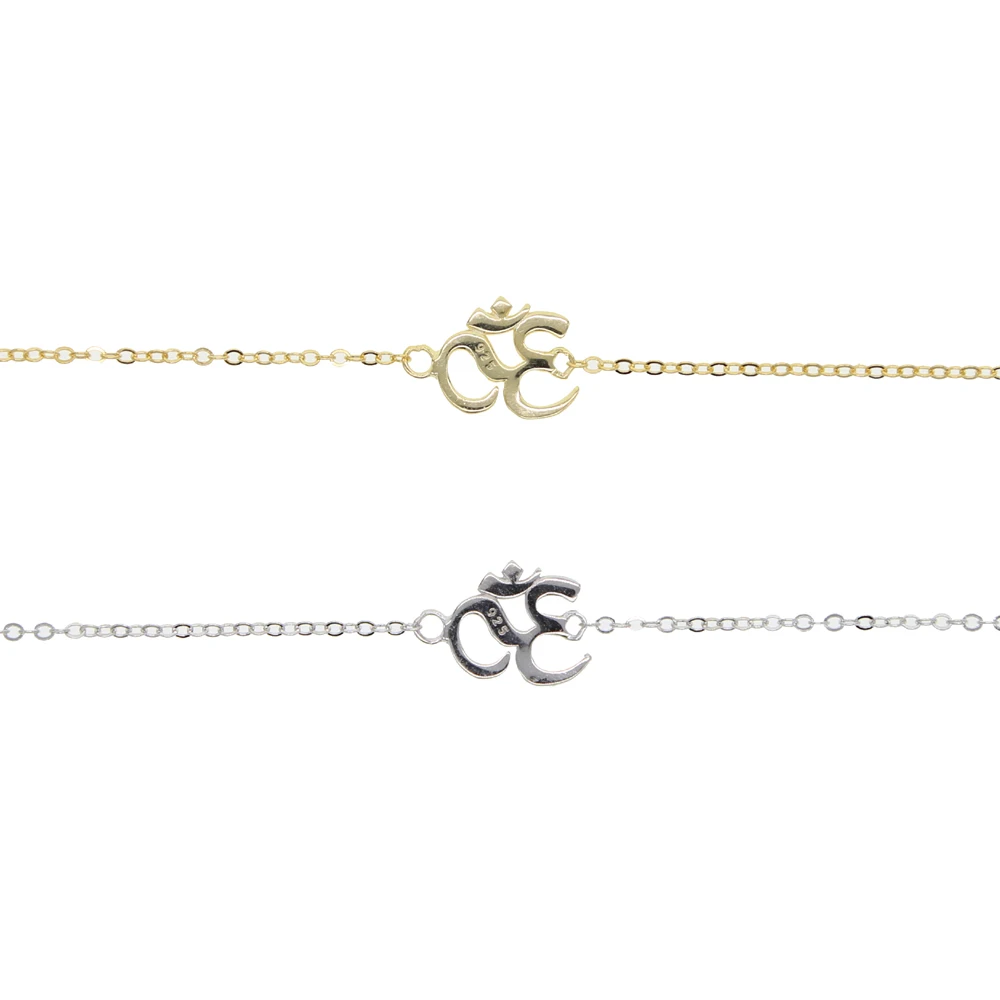Браслеты и браслеты настоящая подвеска ом 100% 925 пробы цепочка 15 + 5 см удлиненный