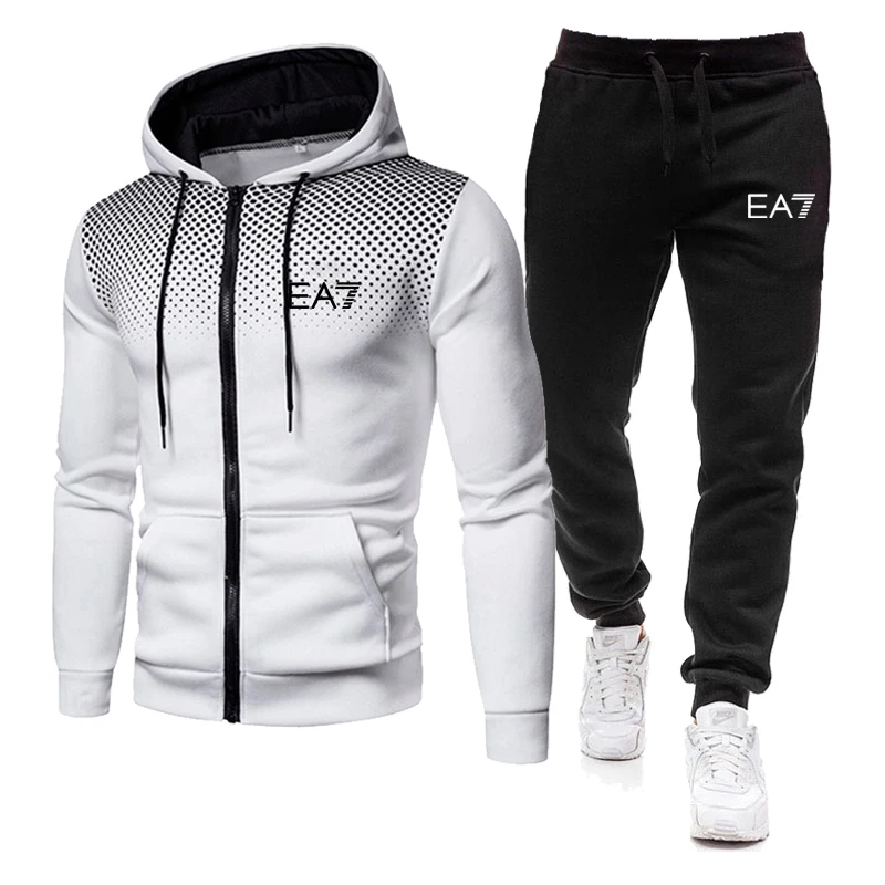 

2021 Hot Sale Men's Casual Wear Autumn And Winter Brand Sportswear Zipper Hoodie + Pants 2-Piece Sportswear Suit S-3XL