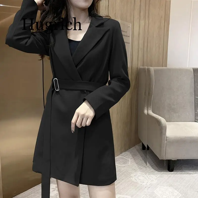 Женское платье-блейзер с отложным воротником весеннее короткое платье в офисном