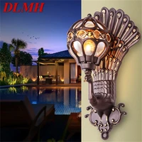 dlmh retro outdoor wall lights classical peacock shade sconces lamp waterproof decorative for home porch villa