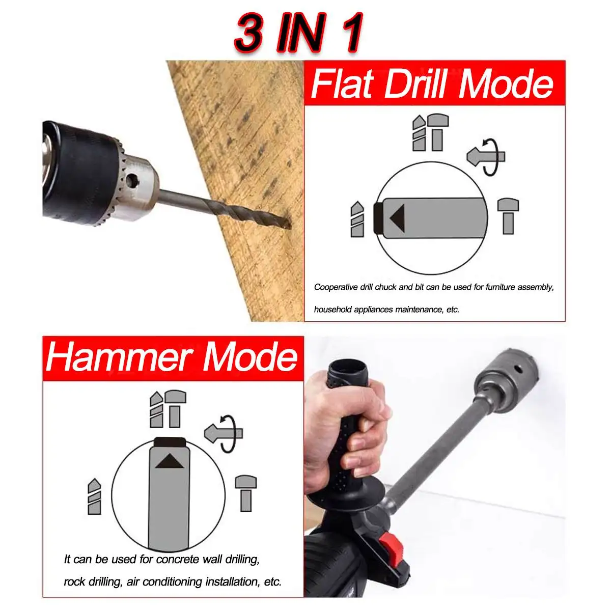 Электрический беспроводной бесщеточный перфоратор 3 в 1 110-240 88 в/128 в/228 ударная