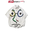 Рубашка LAPPSTER-Youth мужская с принтом Большого Лица, летняя дизайнерская кавайная винтажная рубашка в стиле Харадзюку, 2022