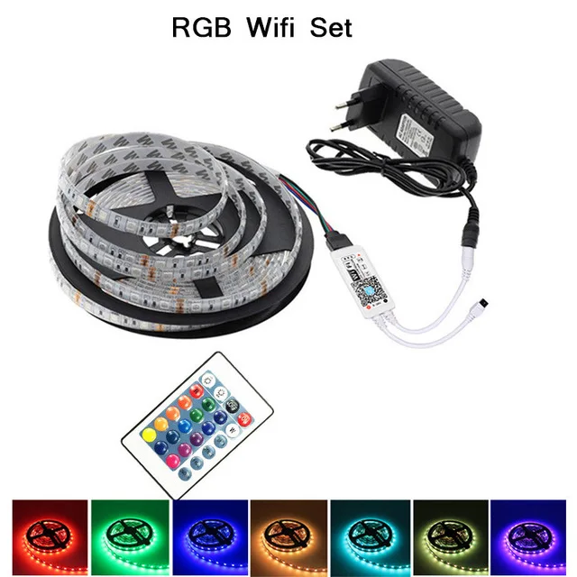 RGB WiFi Set 12 В RGBW RGBWW 5050 водонепроницаемый smd rgb Светодиодный светильник для автомобиля или рождества светодиодный светильник ing декоративная лента для помещений/улицы вечерние 5 м 10 м - Испускаемый цвет: RGB WiFi Set